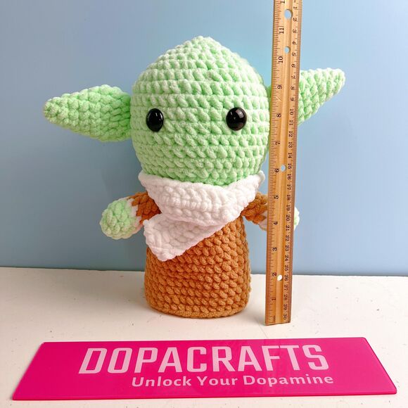 Handmade Baby Yoda Crochet Plush | Amigurumi Yoda Plushie for Star Wars Fans - Picture 7 of 7